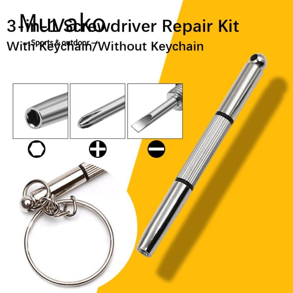 Muvako Bộ Dụng Cụ Tua Vít Sửa Kính Mắt 3 Trong 1 Độ Chính Xác Cao Có Móc Khóa Điện Thoại