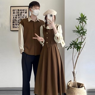 ❤️ Đồ đôi màu Nâu mix kem phối nút 🌈 phù hợp chụp hình cưới du lịch