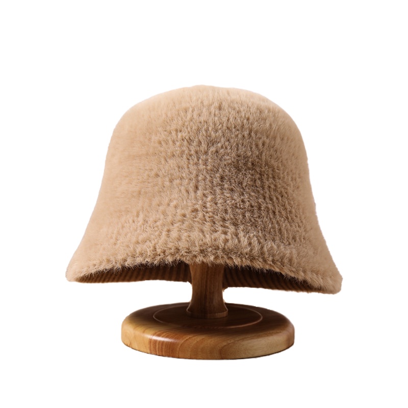 Nón Tai Bèo Phủ Lông Giữ Ấm Màu Trơn Phong Cách Nhật Bản Thời Trang Thu Đông Dành Cho Nữ Đen