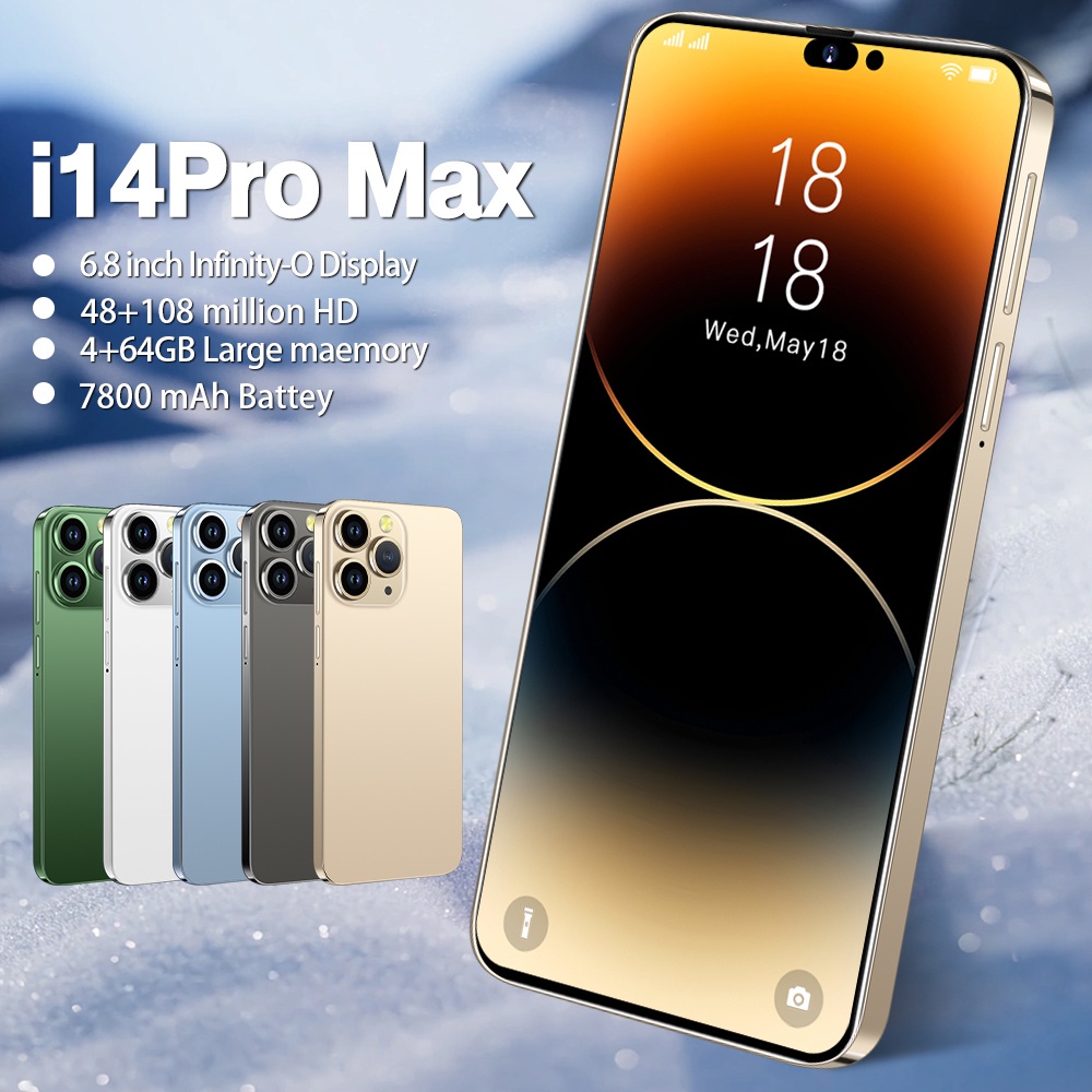 Điện Thoại Di Động 14 Pro max dưới 1 triệu sở hữu Chính Hãng 6.8 Inch Bộ Nhớ Lớn 4+64 GB Hai Thẻ Sim Camera HD 48+108 MP