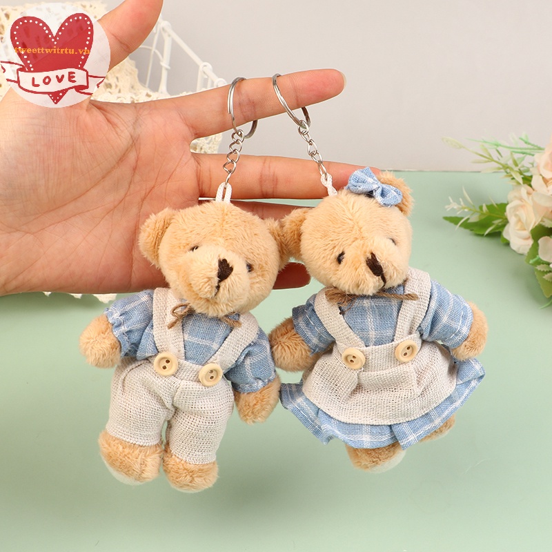 Móc Chìa Khóa Hình Gấu / Thỏ Nhồi Bông Mềm Mại Dễ Thương
