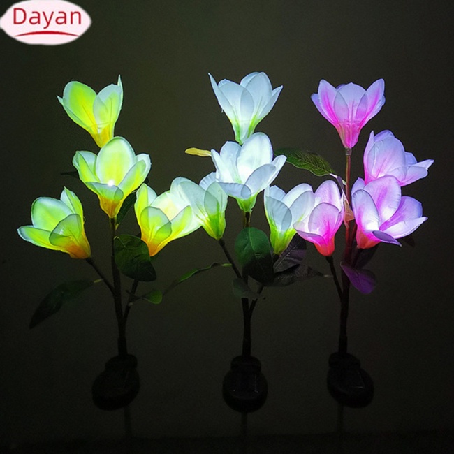 2023!! Đèn led Năng Lượng Mặt Trời Chống Thấm Nước Hình Hoa Mộc Lan Trang Trí Sân Vườn