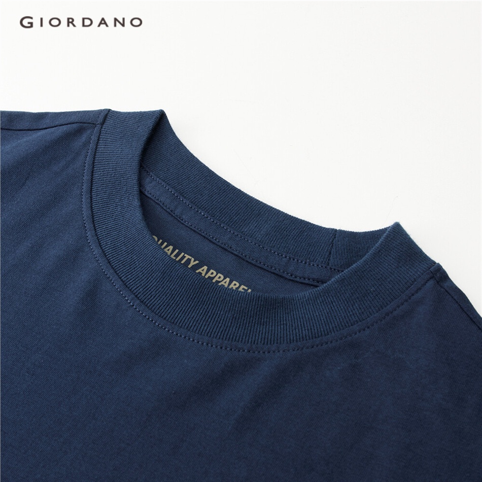 Áo thun GIORDANO 05322396 100% cotton mềm mại cổ cao ngắn tay dáng rộng thoải mái cho nữ