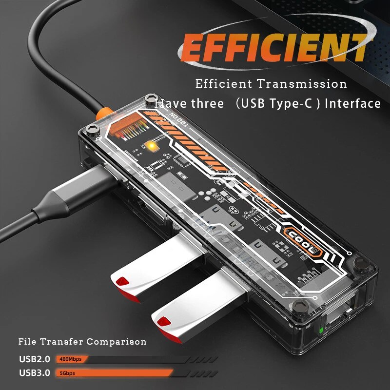 Trong Suốt Bộ Chia Cổng Usb 3.0 4k Đa Năng
