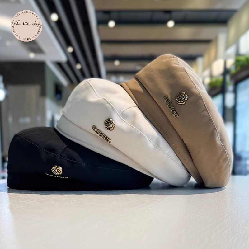 Mũ Beret Mỏng Ba Chiều In Họa Tiết Hoa Phong Cách Hàn Quốc Cổ Điển Thời Trang Xuân Hè Dành Cho Bạn Nữ