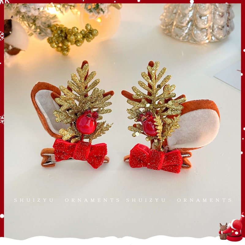 Bộ Kẹp Tóc Hình Tuần Lộc Giáng Sinh Dễ Thương Phong Cách Mới 2023