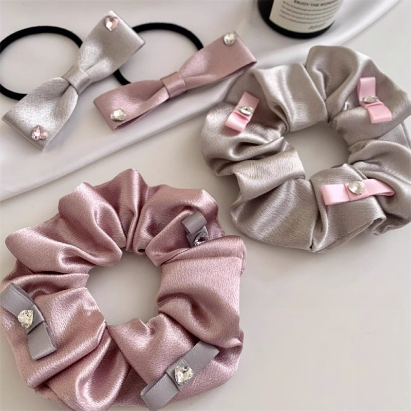 Dây Buộc Tóc Da Bóng Đính Đá Hình Trái Tim Xinh Xắn Cho Nữ