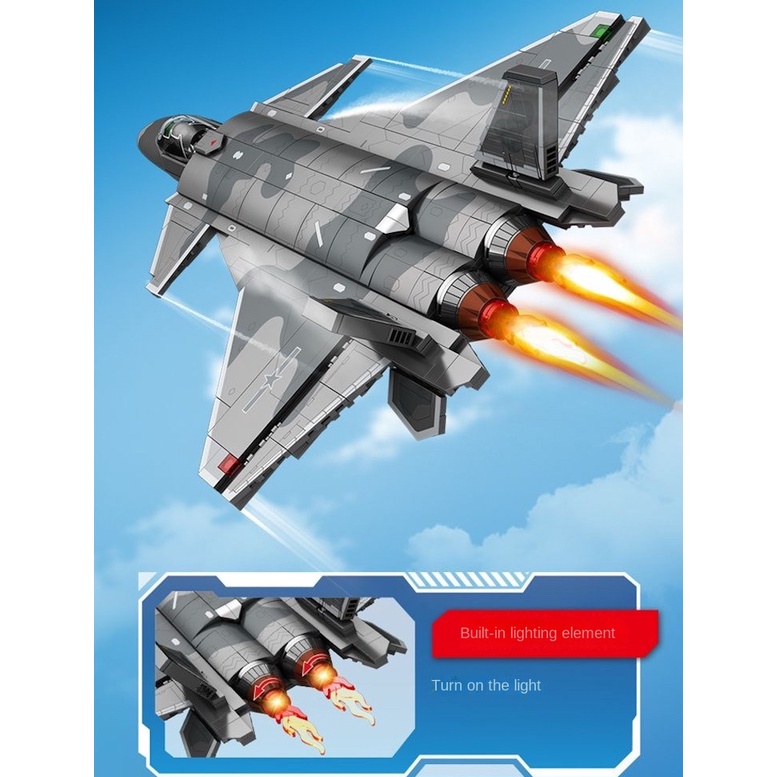 Set 845 Mô Hình Lắp Ráp Máy Bay Chiến Đấu moc chengdu j-20 Cho Bé Mới