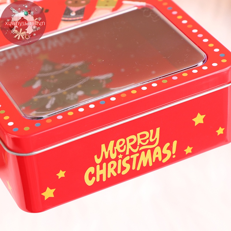 1 Hộp Thiếc mini Đựng Kẹo / Trang Sức / Bánh Quy Phong Cách Giáng Sinh