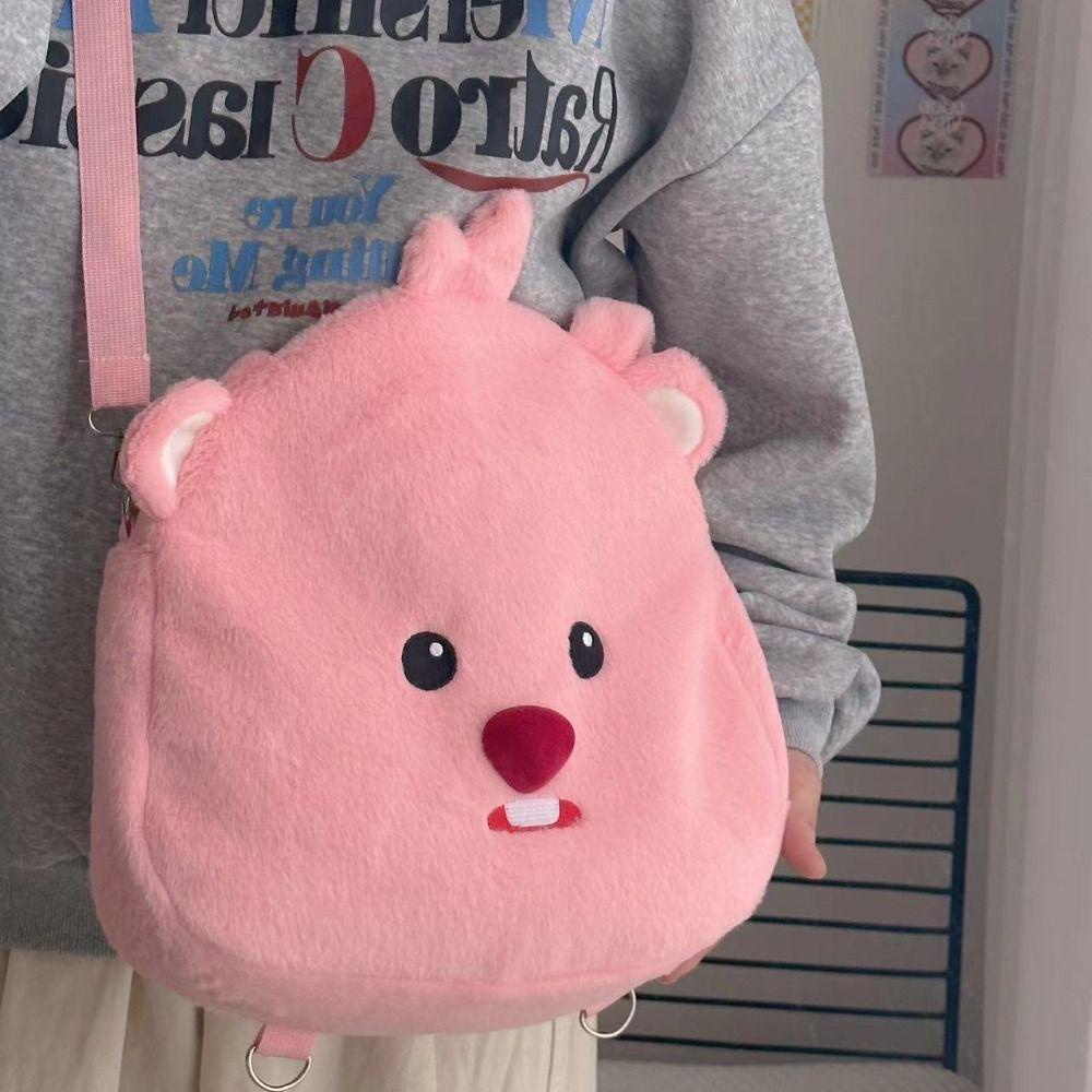 Ba Lô Vải Bông leota loopy Nhỏ Màu Hồng Sức Chứa Lớn Họa Tiết Hoạt Hình Cho Nữ