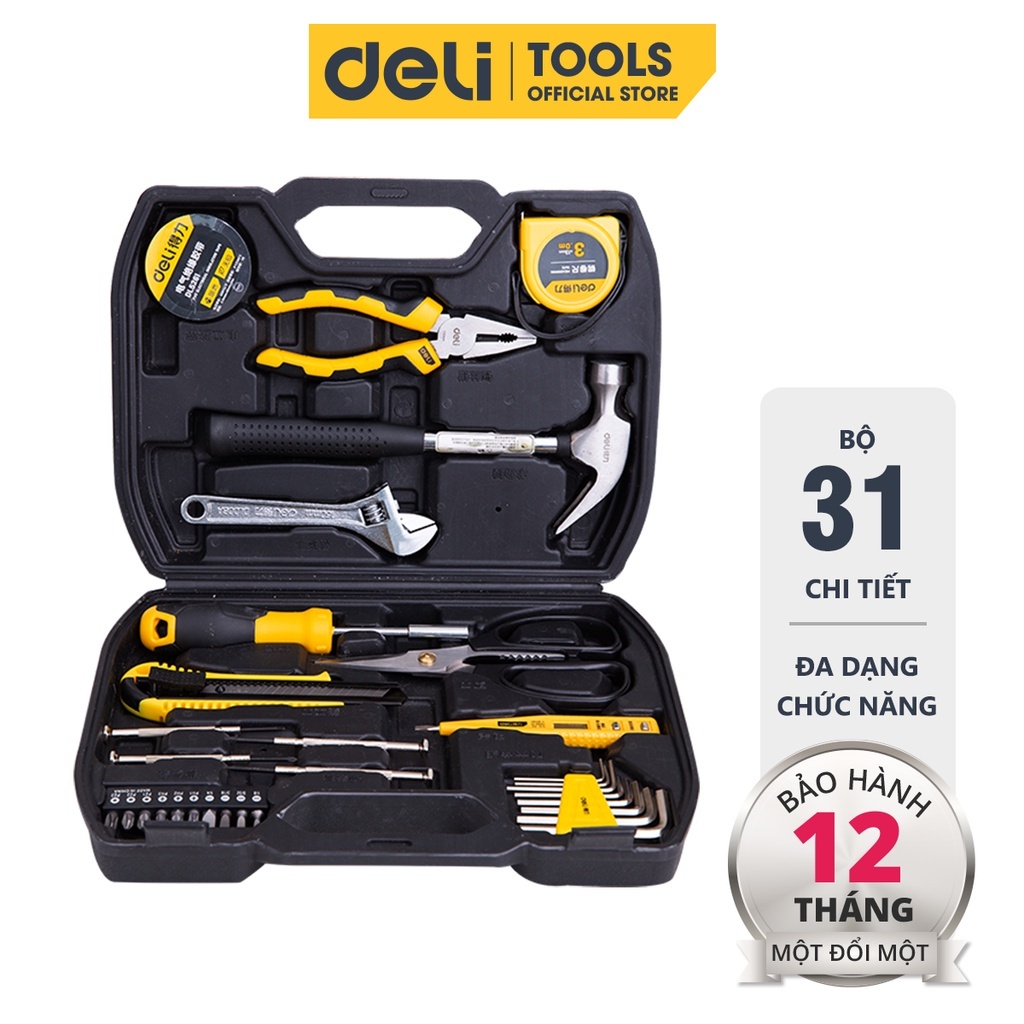 Bộ Dụng Cụ Sửa Chữa Đa Năng 31 Chi Tiết Deli Cao Cấp - Sử Dụng Nhiều Mục Đích, Tiện Dụng Cho Mọi Gia Đình - DL5972