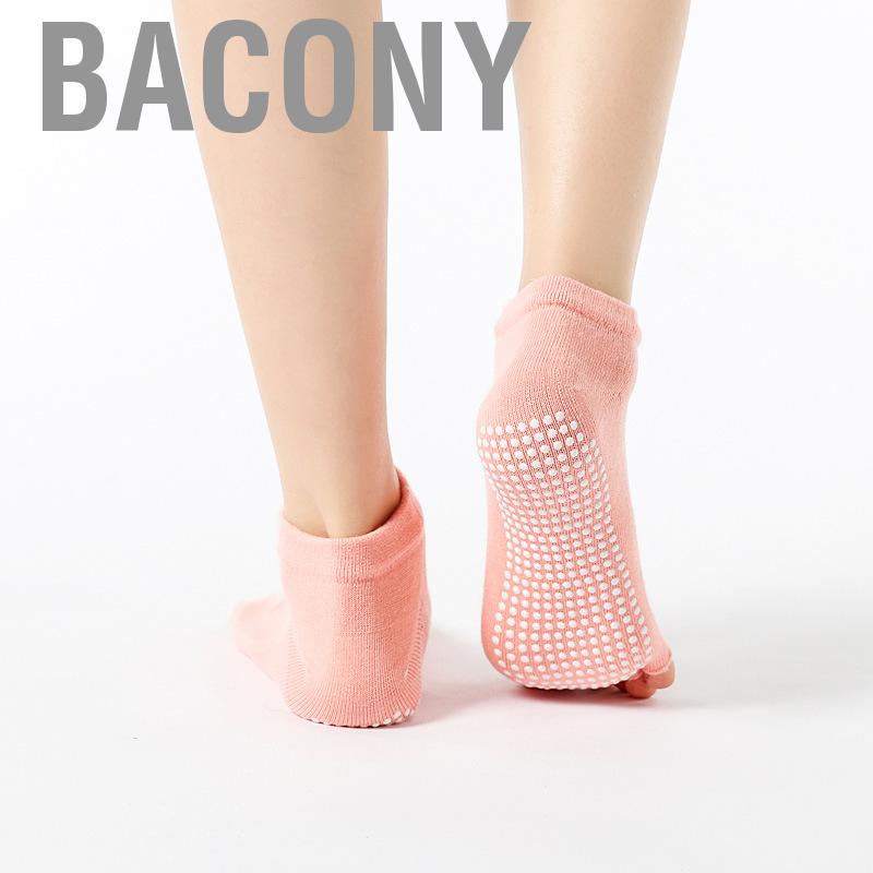Bacony Yoga Socks Half Toes Breathable Open Instep Non Slip Soft Skin Friendly Combed Cotton Barre Pilates