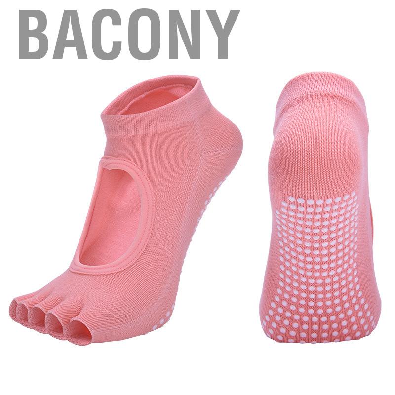 Bacony Yoga Socks Half Toes Breathable Open Instep Non Slip Soft Skin Friendly Combed Cotton Barre Pilates