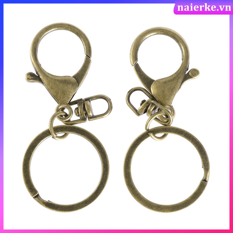 Set 2 Móc Khóa Hình Tôm Hùm + 2 Vòng Tròn Bằng Kim Loại