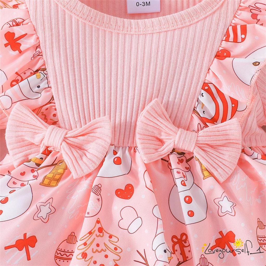 Set Đồ Giáng Sinh 2 Món Gồm Áo Tay Dài Và Băng Cài Đầu In Họa Tiết Hoạt Hình Cho Bé Gái Sơ Sinh b930g