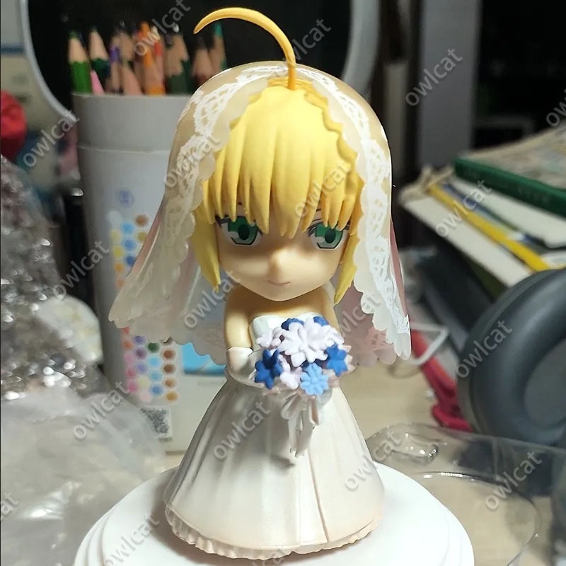 Mô Hình Nhân Vật Saber Altria Pendragon  10cm Wedding Dress Fate Stay Night Heaven's Feel Seber Fate Grand Order FGO Excalibur Blonde PVC Figure Packed in Box GSC