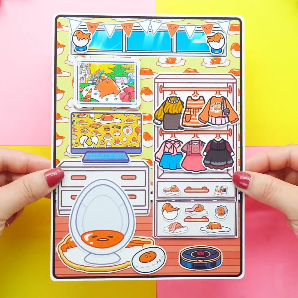 Học liệu bóc dán tocaboca gudetama house ngôi nhà công chua h29 Zin Càu Vòng