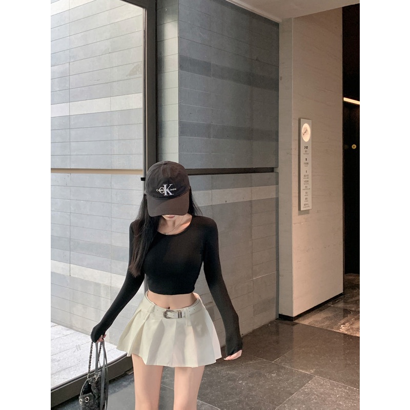Áo Thun Tay Dài Hở Lưng Có Đệm Ngực Thời Trang Mùa Thu Hàng Mới Dành Cho Bạn Nữ