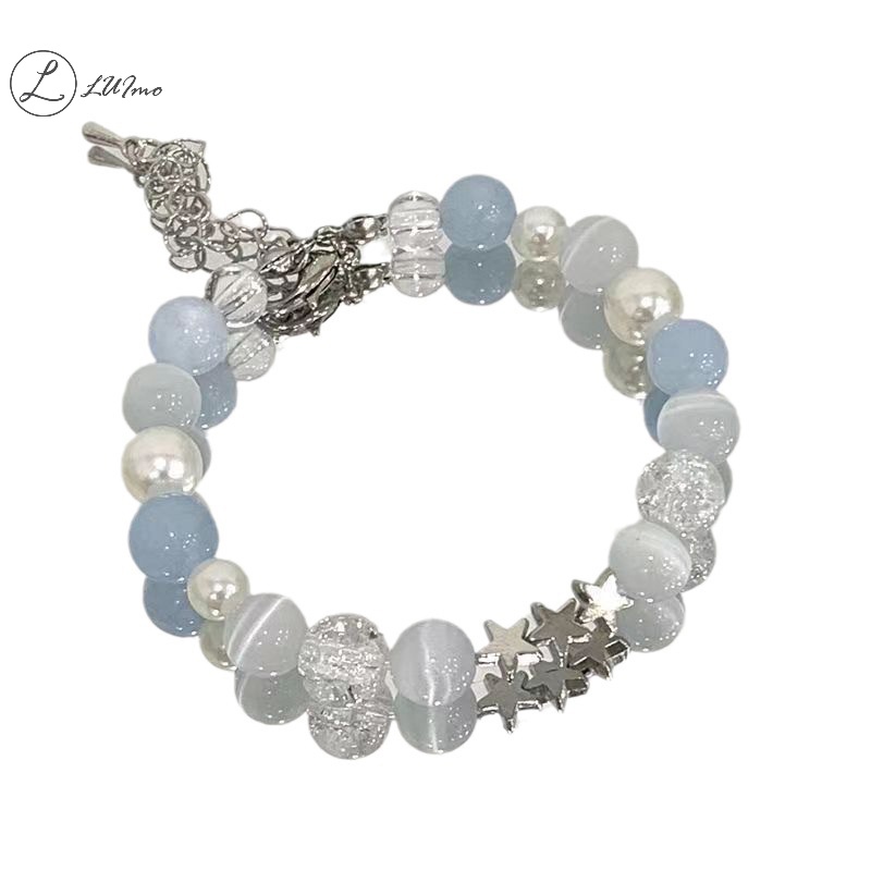 Luimo Vòng Tay Chuỗi Hạt Thủy Tinh Nhiều Màu Mặt Hình Bướm Thời Trang Cho Nữ