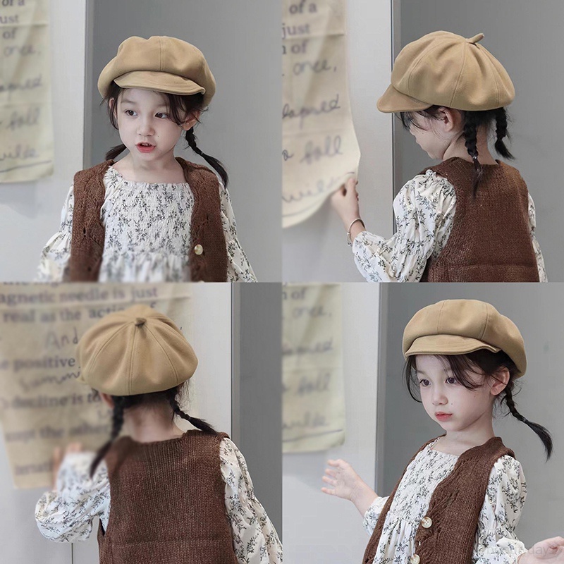 Kids Mũ Bê Rê Bằng Len Thanh Lịch Thời Trang Xuân Thu Đông Dành Cho Bé Trai Bé Gái