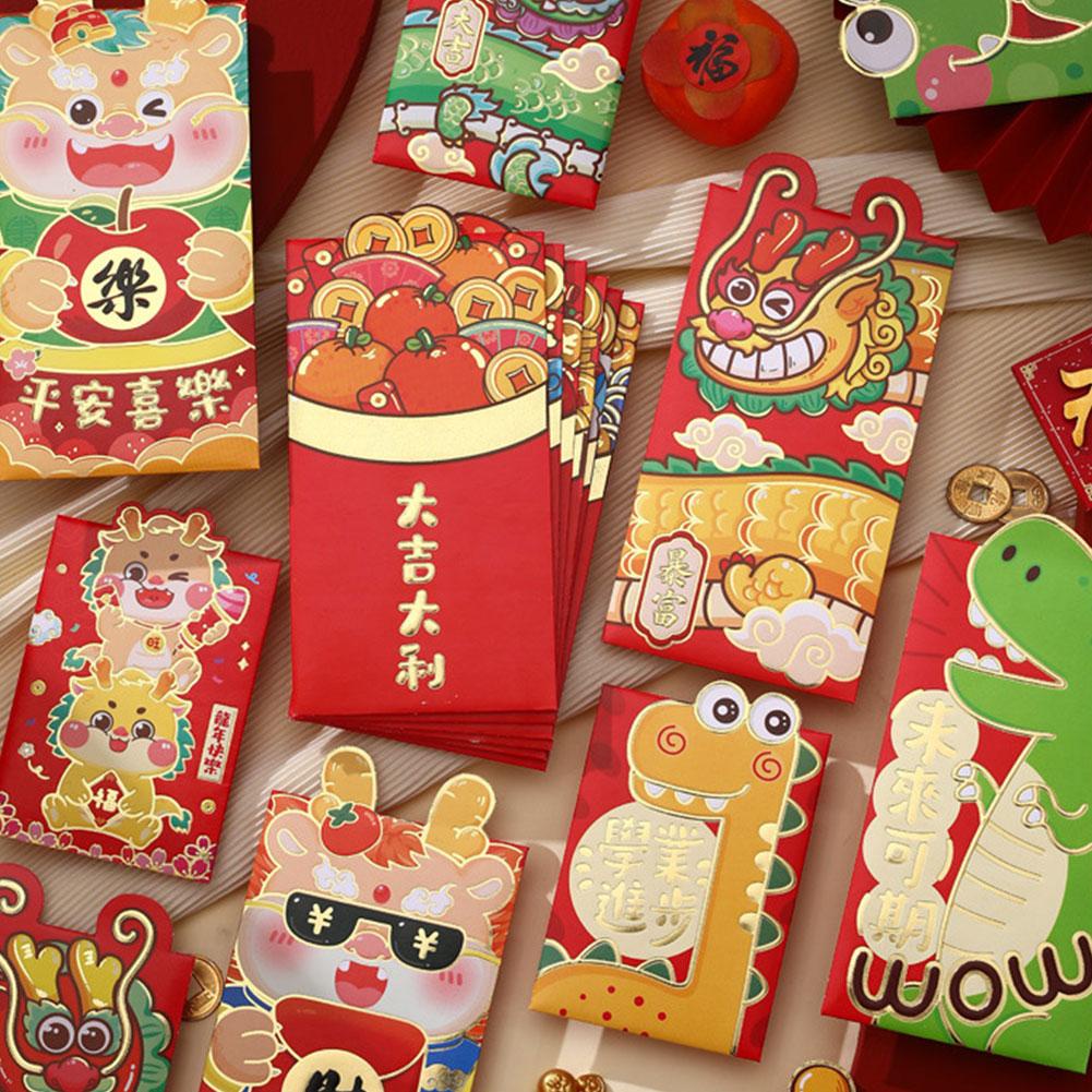 Bao Lì Xì Năm Mới 2024 Họa Tiết Rồng Đỏ Dễ Thương