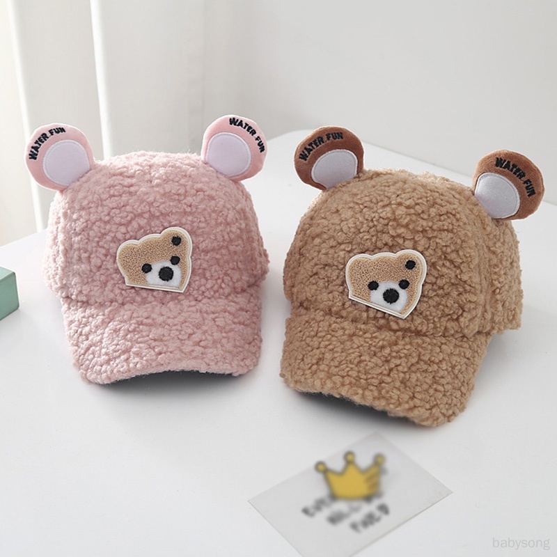 Mũ Bóng Chày Mềm Mại Thoáng Khí Thân Thiện Với Da In Hình Gấu Hoạt Hình Dễ Thương Ấm Áp Co Giãn Tốt