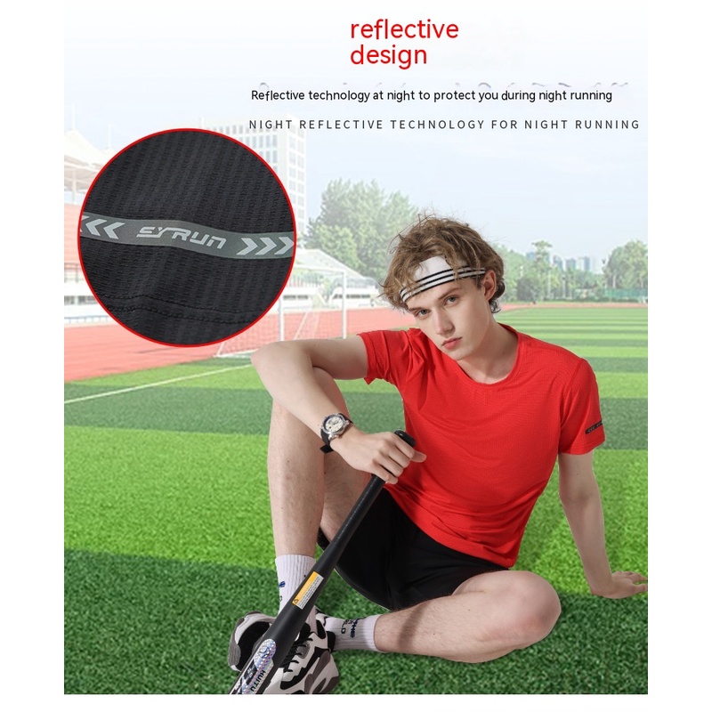 Áo Thun Thể Thao Cổ Tròn Màu Trơn Thoáng Khí Nhanh Khô Thời Trang Mùa Hè Cho Nam