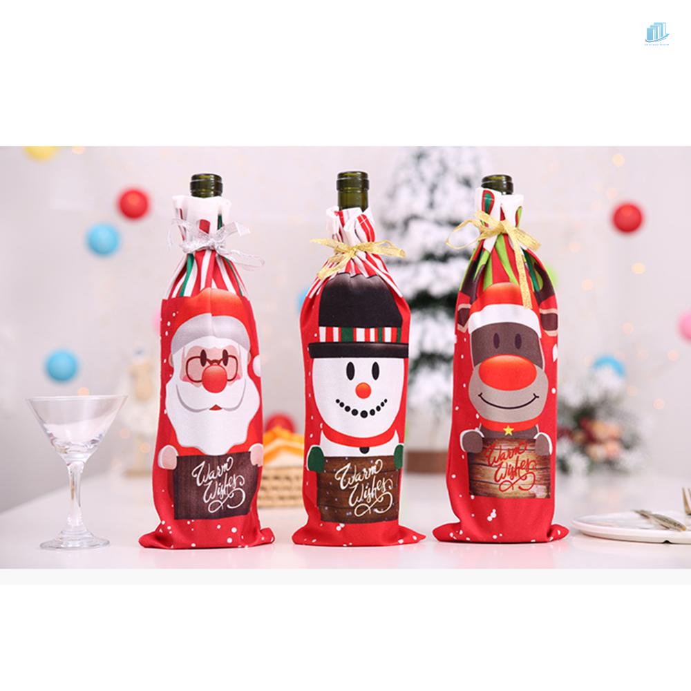 Vỏ Bọc Chai Rượu Sâm Panh In Họa Tiết Ông Già Noel / Người Tuyết / Nai Sừng Tấm Trang Trí Giáng Sinh