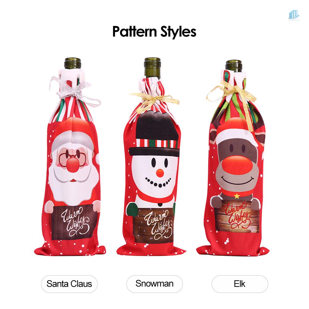 Vỏ Bọc Chai Rượu Sâm Panh In Họa Tiết Ông Già Noel / Người Tuyết / Nai Sừng Tấm Trang Trí Giáng Sinh