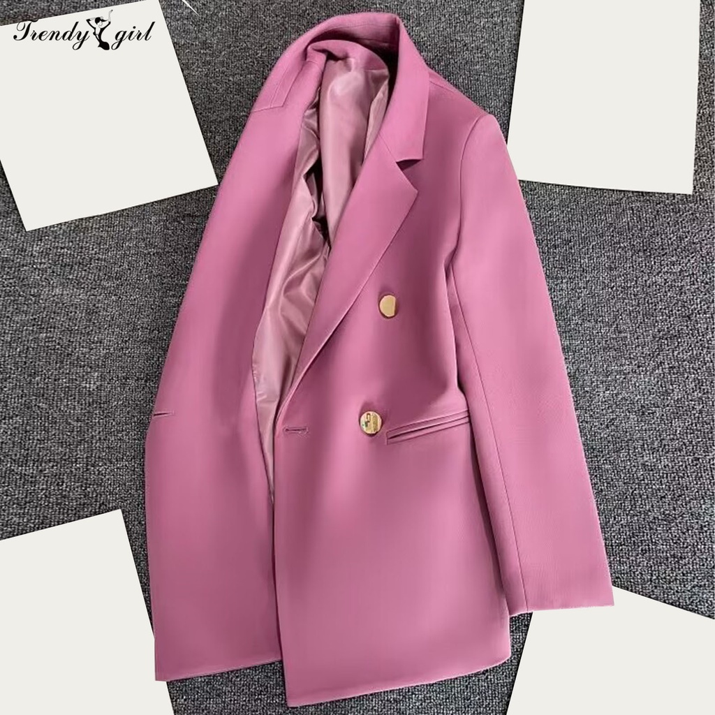 Áo Khoác blazer Hai Túi Tay Dài Màu Sắc Thời Trang Dành Cho Nữ