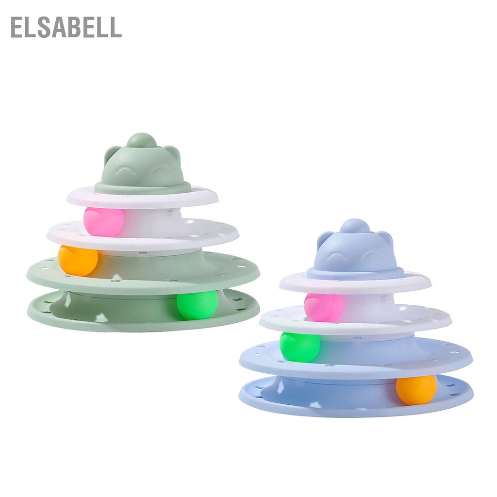 Elsabell Đồ chơi bóng bàn xoay cho mèo 3 tầng tương tác rèn luyện thể chất tinh thần Mèo theo dõi đồ con