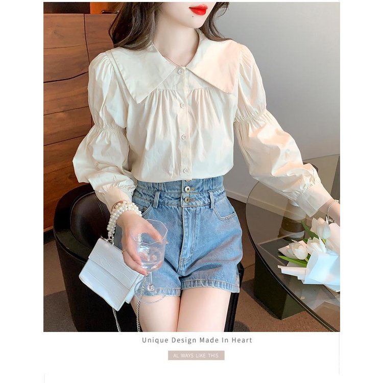 Áo Sơ Mi Tay Dài Phồng Cổ Búp Bê Thời Trang Mùa Thu 2023 Phong Cách Mới Cho Nữ 2r82