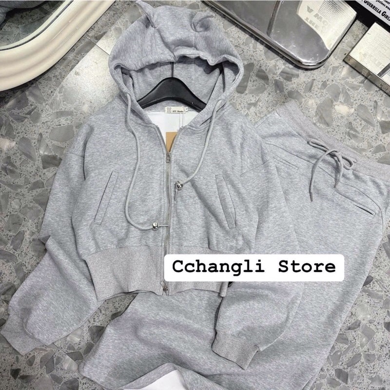 Set áo khoác chán váy nỉ