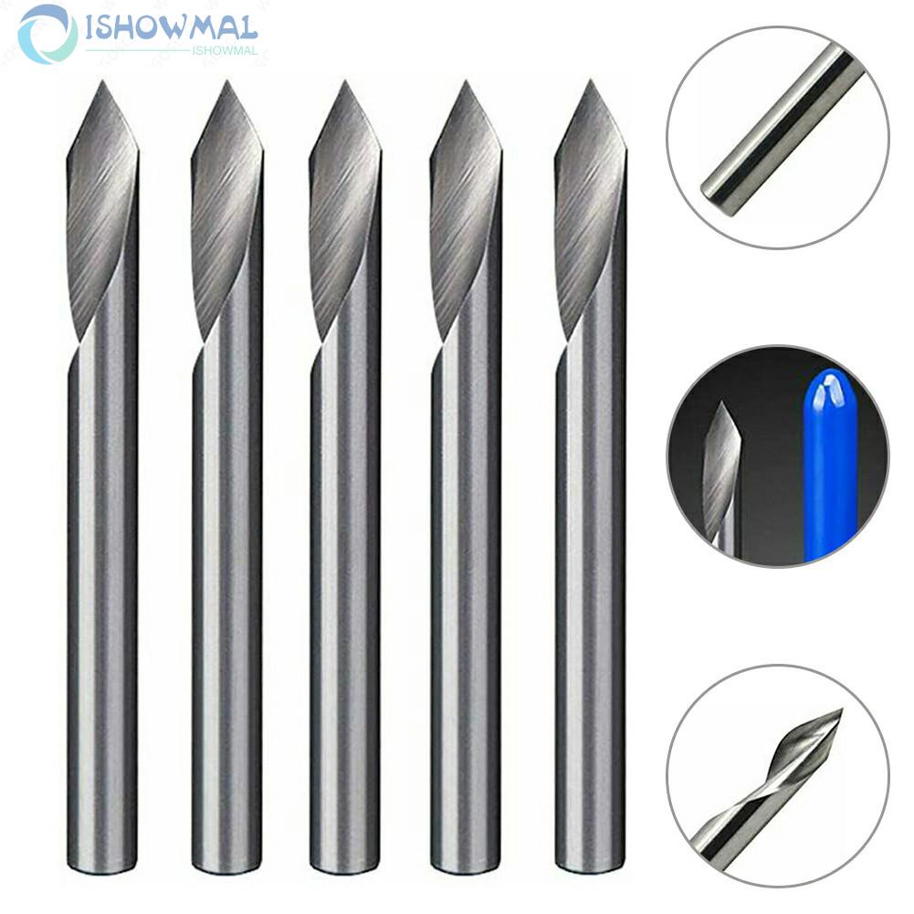 High Hardness 20 Deg V Groove Engraving Tool 5pcs Flat Bottom Spiral Router Bits-New In 11-