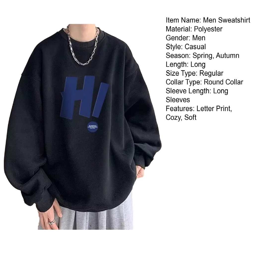 Qianzh.cl Áo sweatshirt Thể Thao Tay Dài Mềm Mại Ấm Áp In Chữ Phong Cách vintage Dành Cho Nam