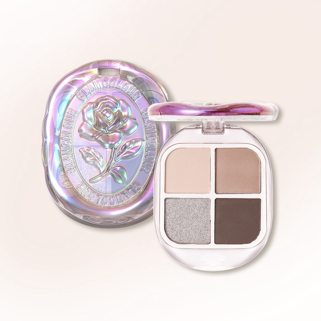 Enamel Bảng Phấn Mắt 4 Màu Lì Và Ánh Nhũ Kết Hợp Trang Điểm Mắt Nổi Bật