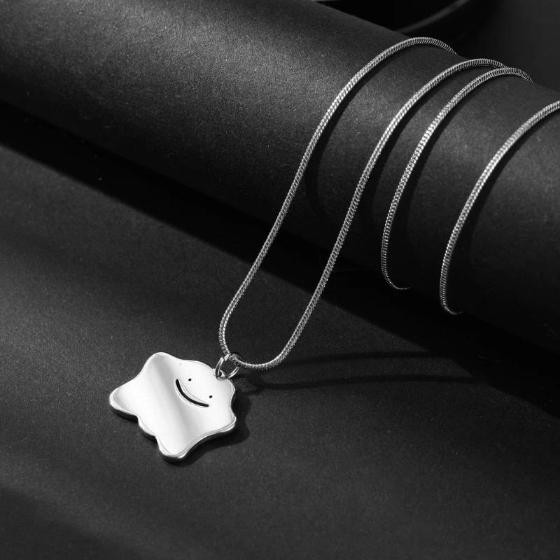 Vòng cổ Bằng Thép Titan Mặt Hình Quái Vật Nhỏ - Phụ Kiện Trang Sức - Vòng cổ Xương Rắn Màu Bạc Cá Tính Cho Cặp Đôi