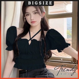 Áo Kiểu Nữ Bigsize 50-95kg Cột Dây Nhún Chật Lụa Hàn Dễ Thương Trendy