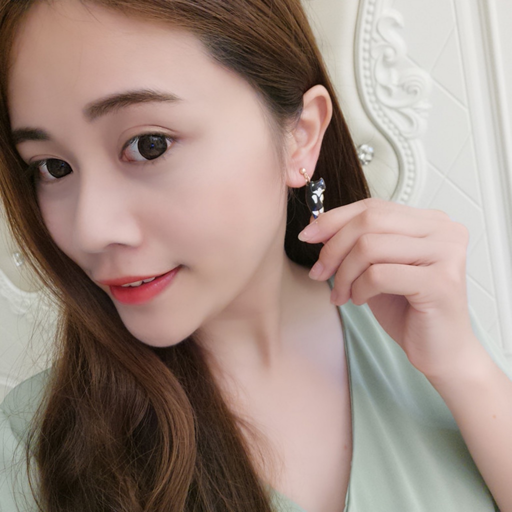 Áo Thun In Hình Thời Trang Năng Động Cho Nữ| 1 Đôi Bông Tai Hình Mèo Đơn Giản Dễ Phối Đồ Thời Trang Cho Nữ