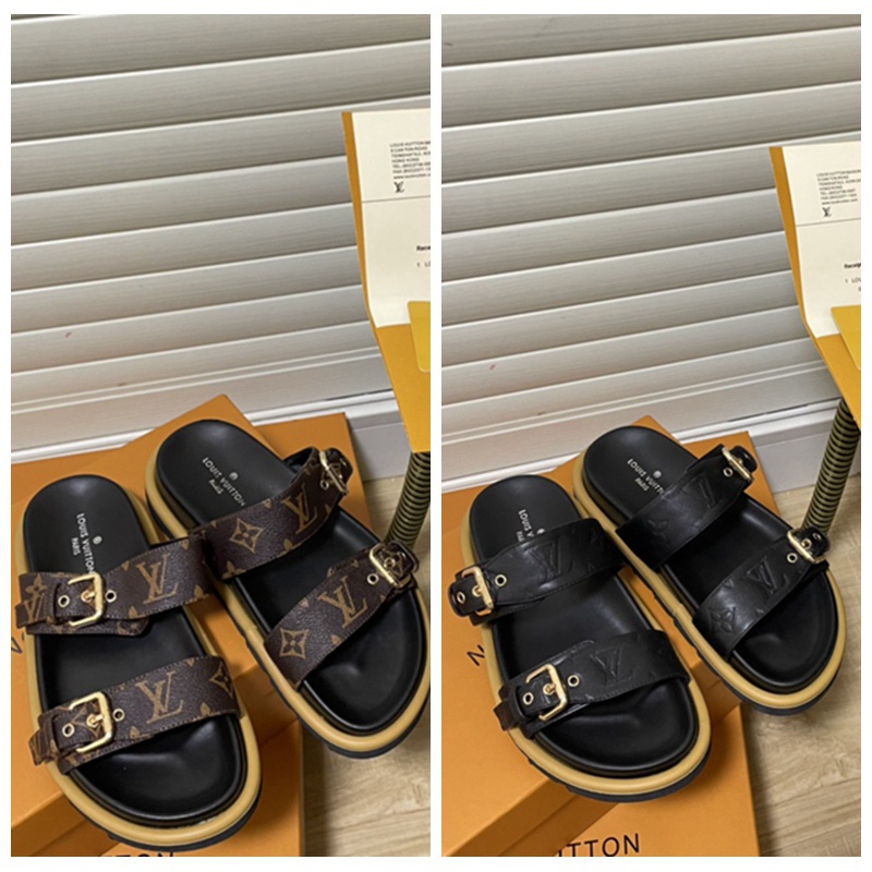 LV Hot Style Optional Dual Model Printing Take Sandals Fashion Leisure Non-slip Comfortable Classic The Wind Restoring Ancient Ways Daily Joker