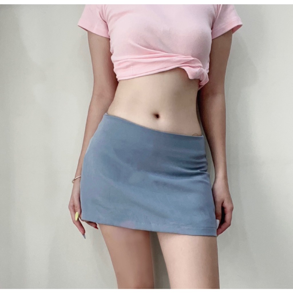 Chân váy kiểu cạp trễ PINKSTORE29 dáng ôm có lót quần, phong cách Y2K C070