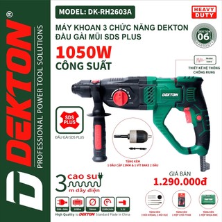 Dk-rh2603a - máy khoan bê tông 3 chức năng dekton công suất 1050w lõi đồng 100%