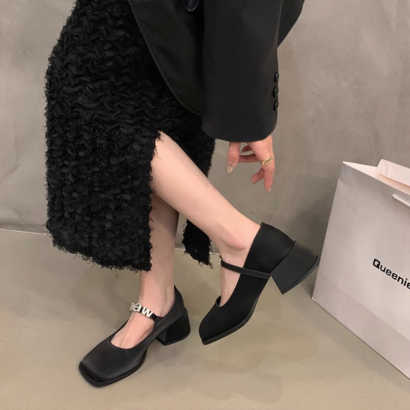 Giày Cao Gót Da Đế Dày Phong Cách Anh Quốc Thời Trang Xuân Thu Cho Nữ