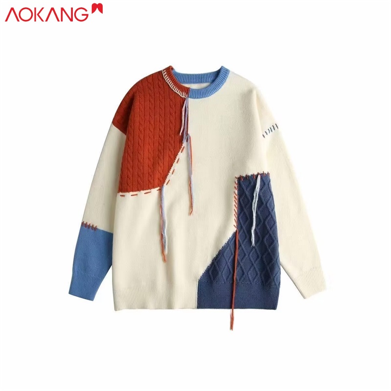 Áo sweater Dệt Kim Dáng Rộng Phong Cách Hàn Quốc Thời Trang Cho Nam
