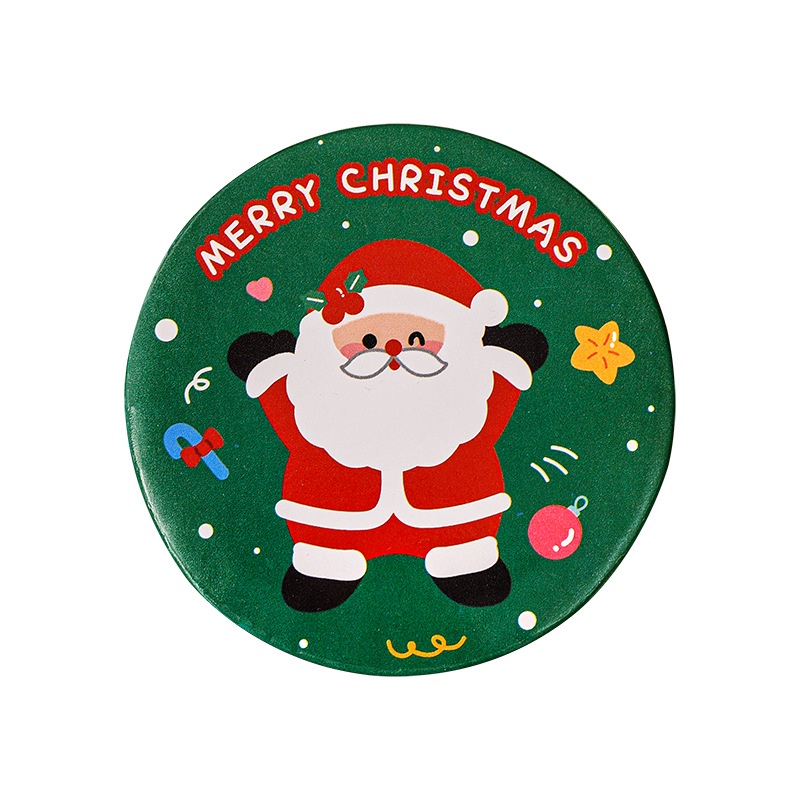 Gương Trang Điểm mini Hình Tròn Họa Tiết Hoạt Hình Phong Cách Giáng Sinh Dễ Thương