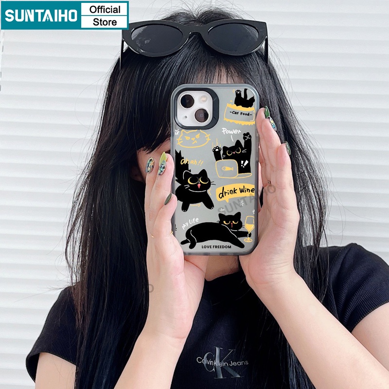 Suntaiho Ốp Điện Thoại tpu Dẻo Trong Suốt Họa Tiết Chú Mèo Dễ Thương Cho iphone 15 14 12 13 11 pro max ip 7 8 plus iphon x xs xr xs max