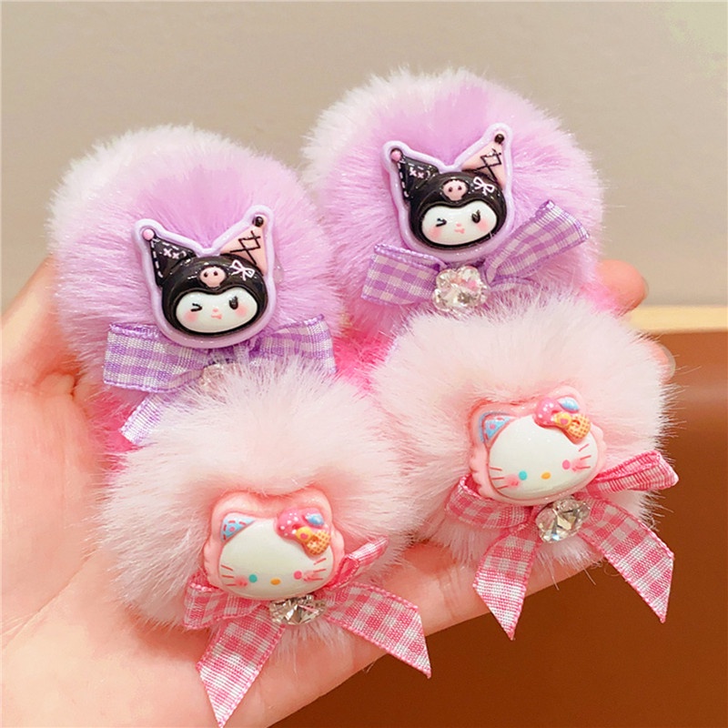 SANRIO Băng Đô Bằng Da Phủ Lông Không Làm Tổn Thương Tóc Cho Bé Gái