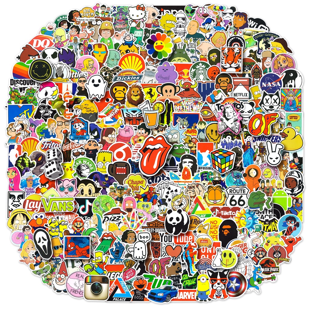 Bộ 300 / 200 / 100 / 50 Miếng Dán Chống Thấm Nước Họa Tiết graffiti Hợp Thời Trang Trang Trí Nón Bảo Hiểm