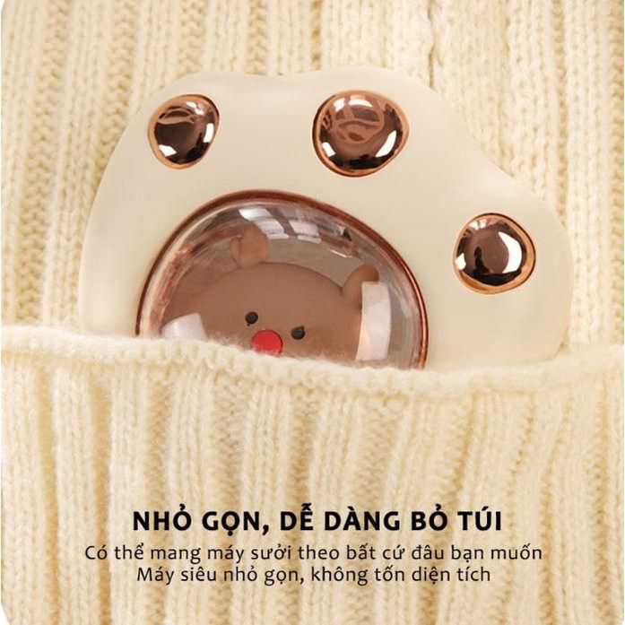 Máy sưởi mini cầm tay hình chân gấu,máy sưởi tay làm ấm nhanh,pin sạc 2400mAH nhỏ gọn bỏ túi siêu tiện lợi