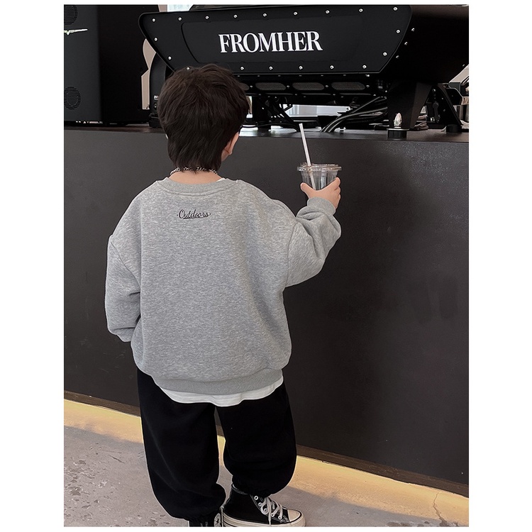 Áo Thun Sweater Chui Đầu Dáng Rộng Cỡ Lớn 120-170cm In Chữ Thời Trang Xuân Thu Cho Bé Trai